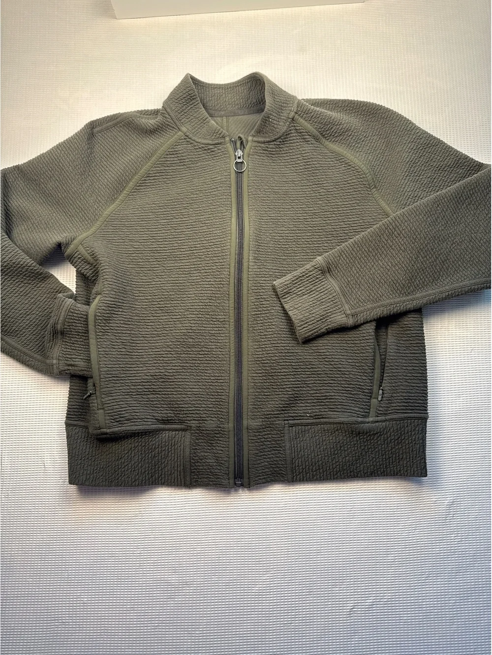 Lululemon Olive Green Textured Zip-Up Jacket Size 12